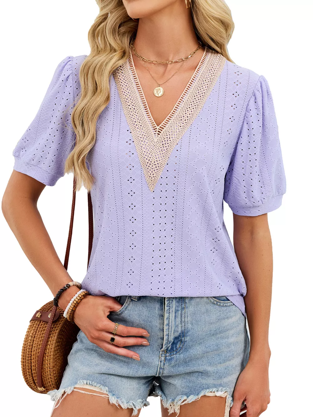 V-Neck Short Sleeve T-Shirt, image 13