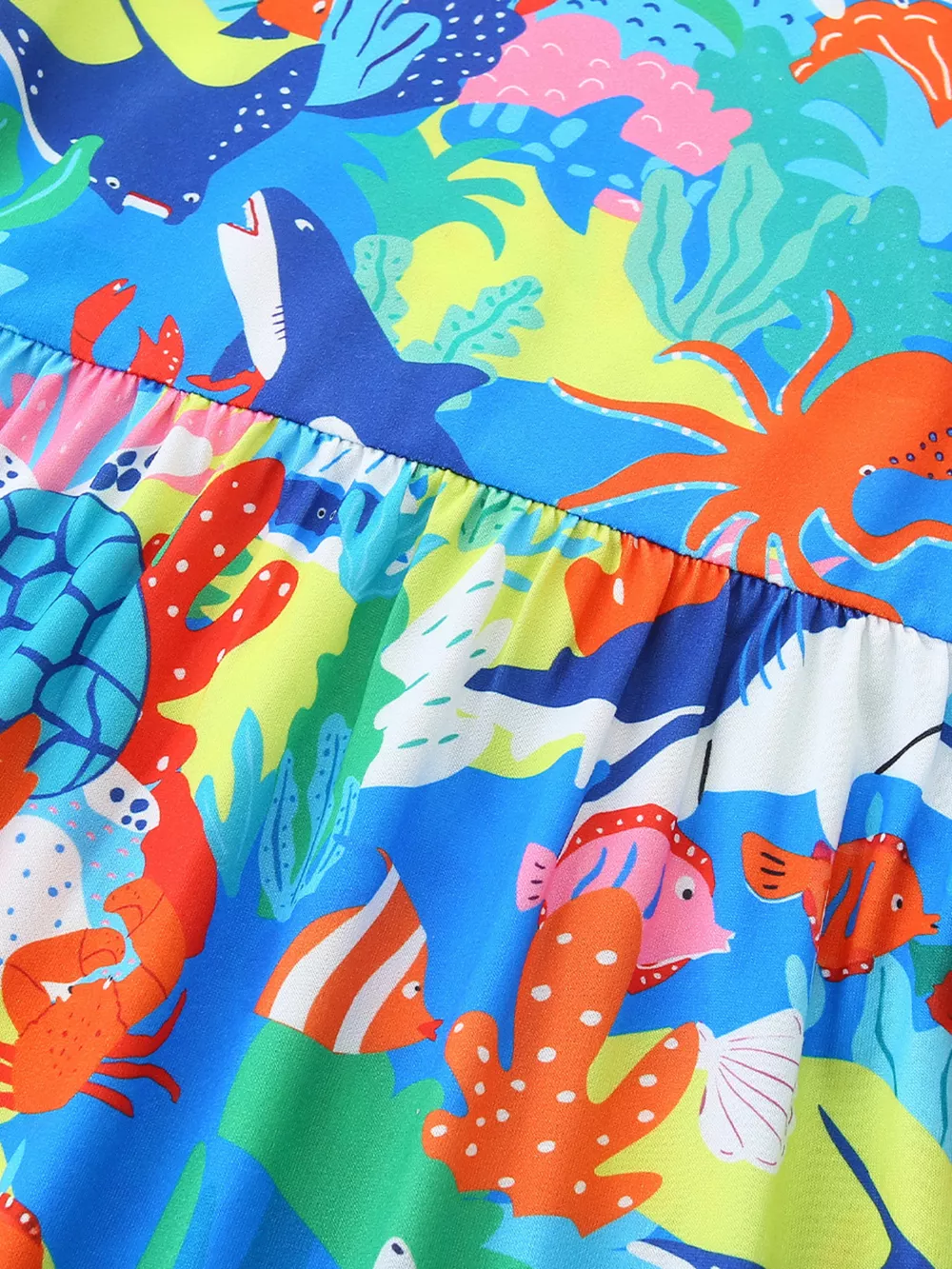 Children's Ocean Print Round Neck Casual Dress, image 3