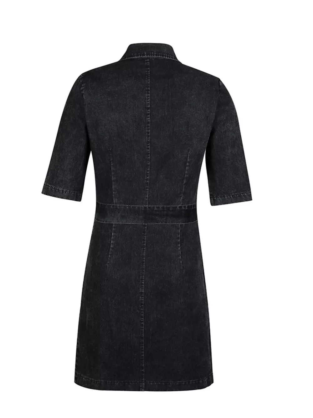 Zipper Front Short Sleeve Denim Dress, image 8
