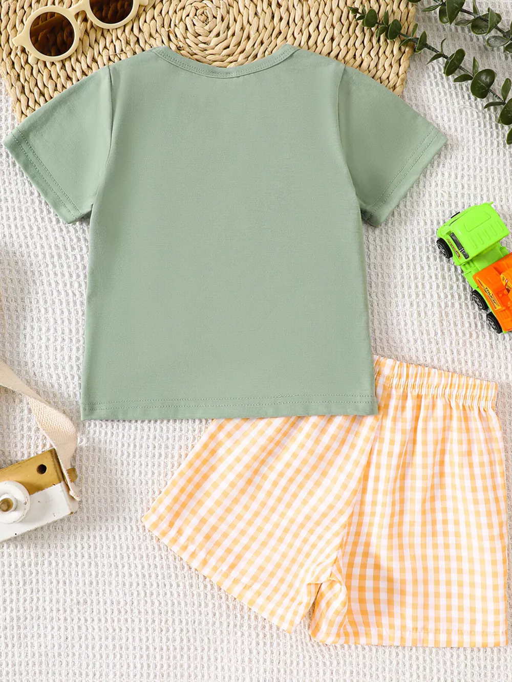 Children's Cartoon Tractor Embroidered Tee and Shorts Set, image 6