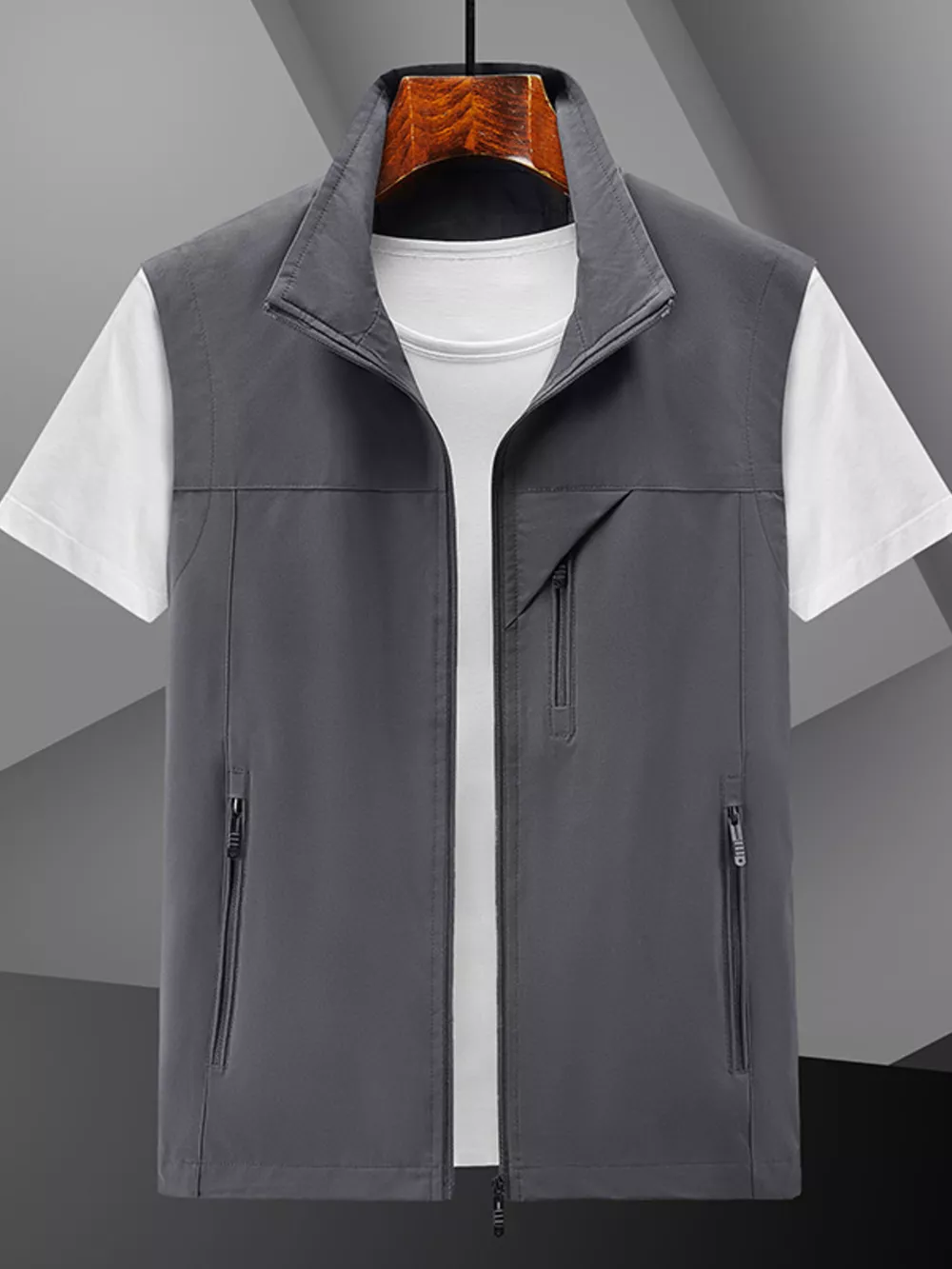 Men's Plus Size Casual Lightweight Zip-Up Vest, image 4