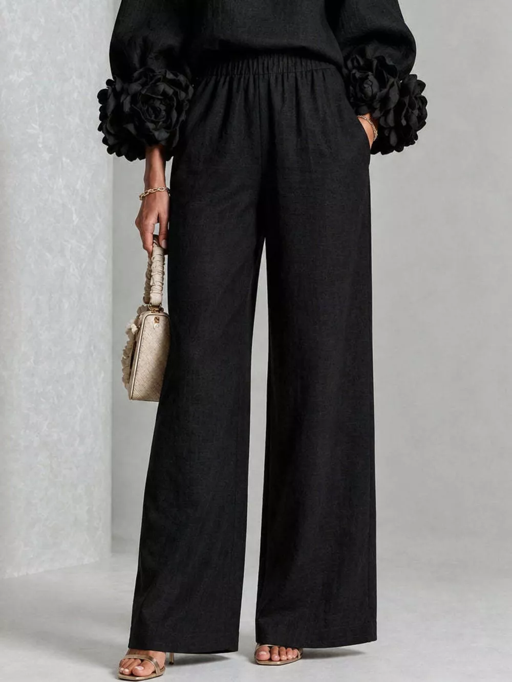 Full Size Floral Cuffs Top and Wide Leg Pants Set Plus Size, image 22