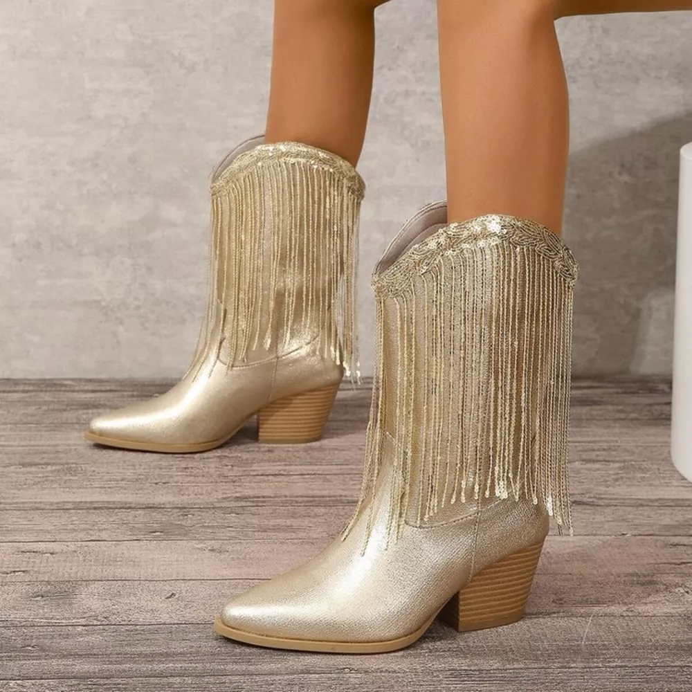 Round Toe Block Heels Boots, image 13