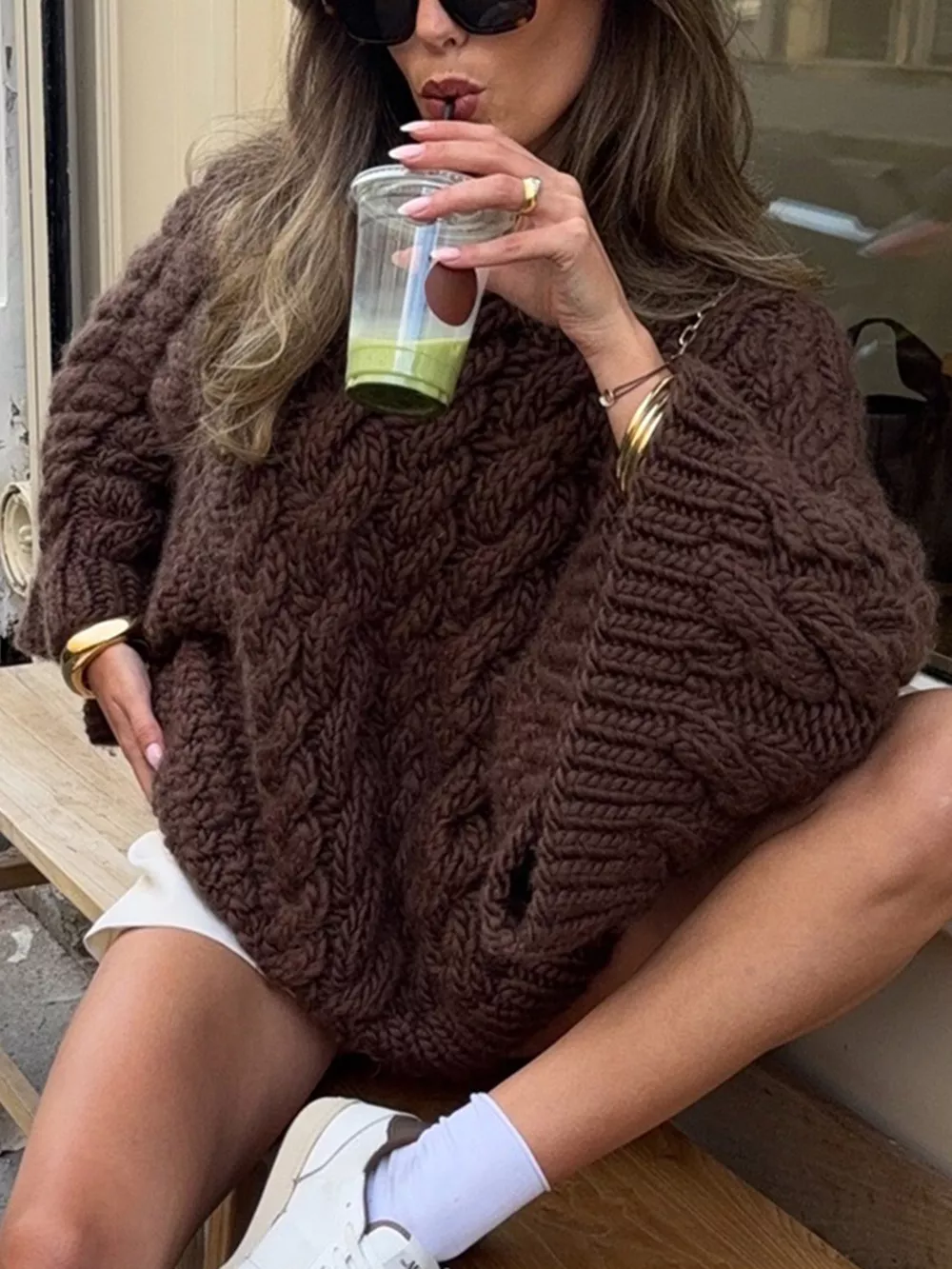 Cable Knit Round Neck Sweater, image 15
