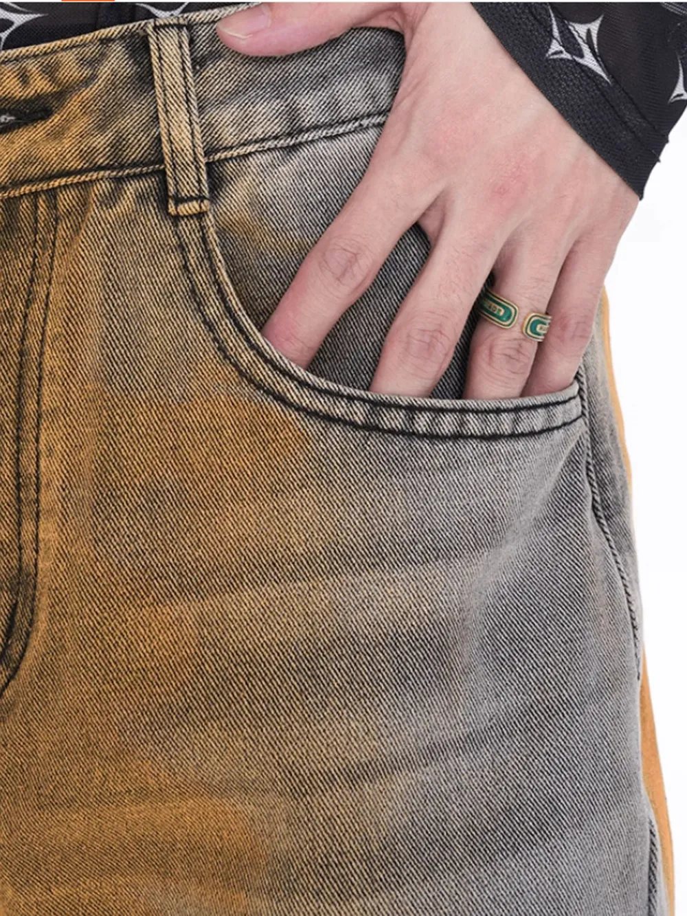 Men's Plus Size Contrast Wide Leg Flare Jeans, image 7