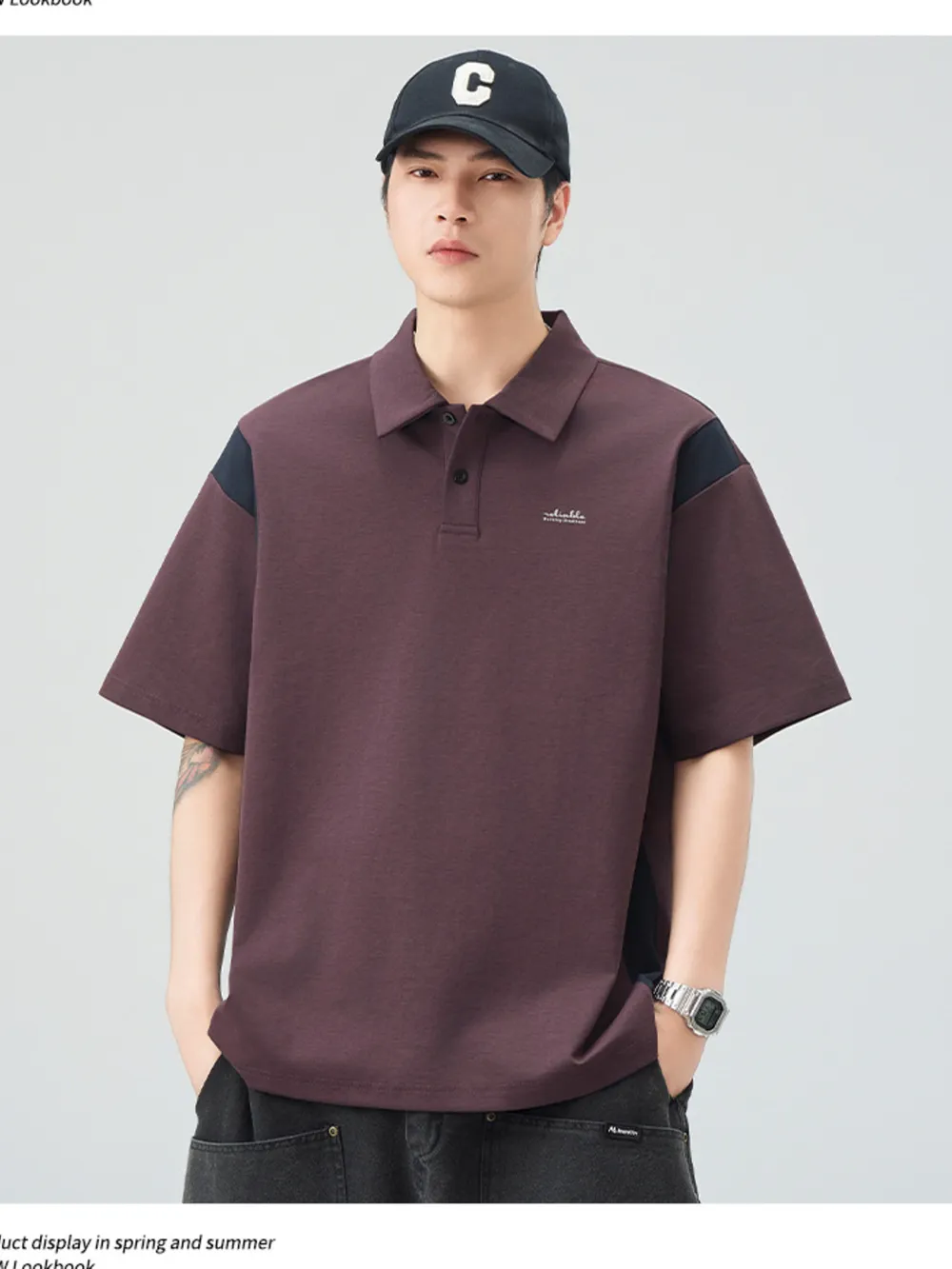Men's Plus Size Button Detail Short Sleeve Polo, image 15