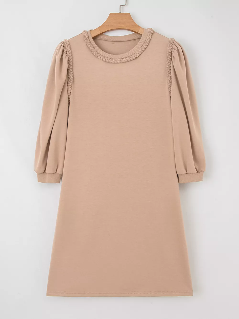 Braided Trim Puff Sleeve Dress, image 9