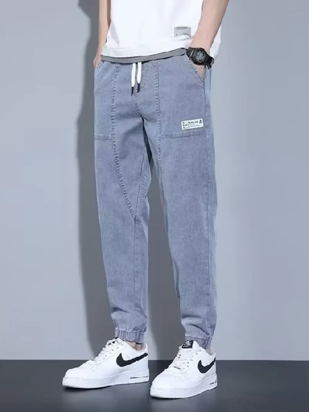 Men's Full Size Casual Loose Fit Denim Joggers Plus Size, image 7