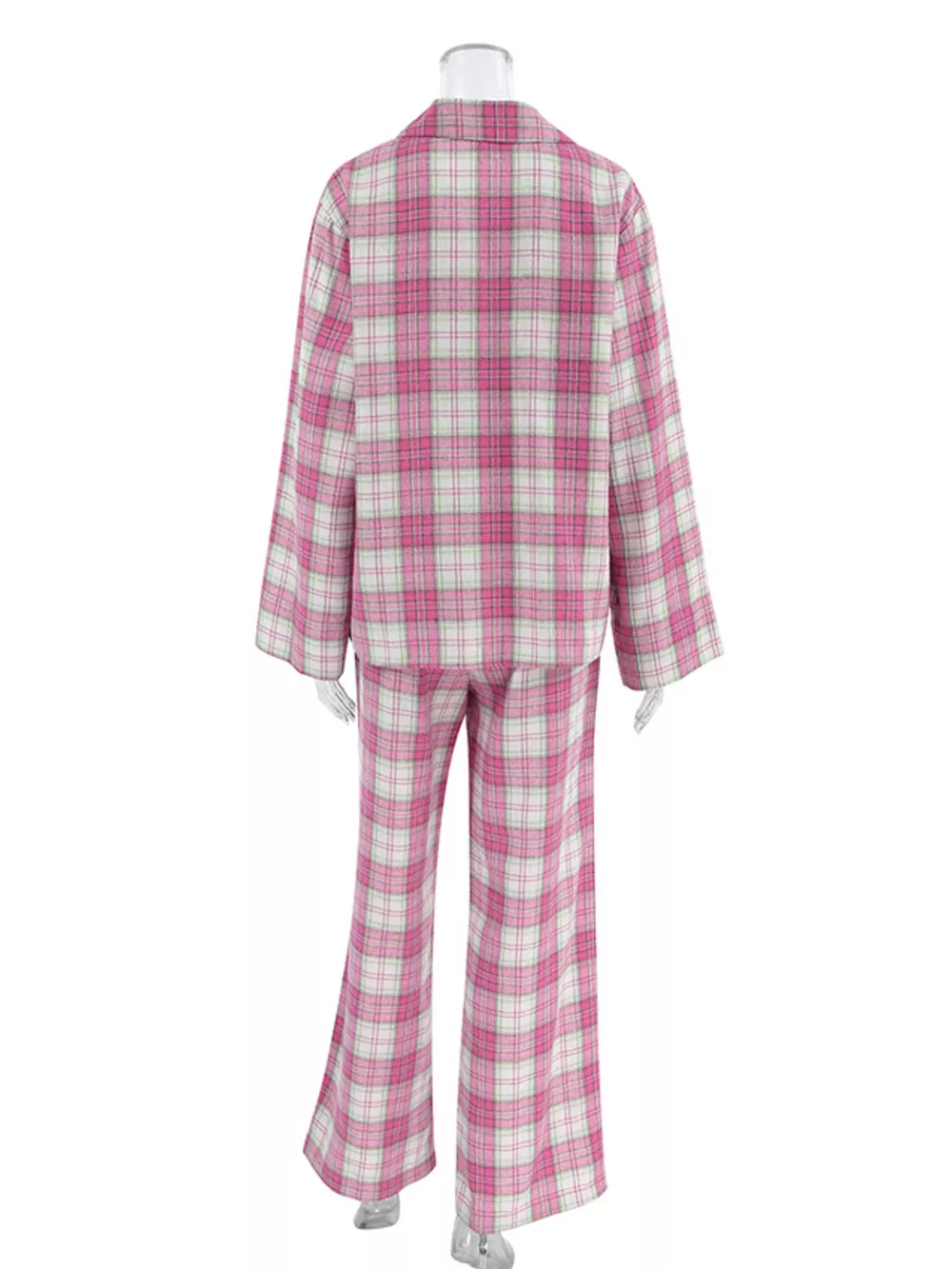 Plaid Long Sleeve Shirt and Pants Set, image 4