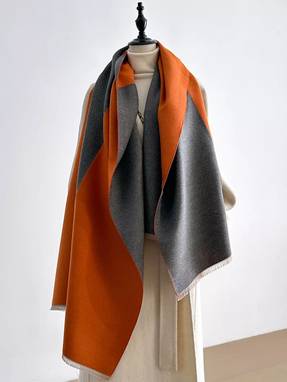 Two-Tone Raw Hem Scarf, image 11