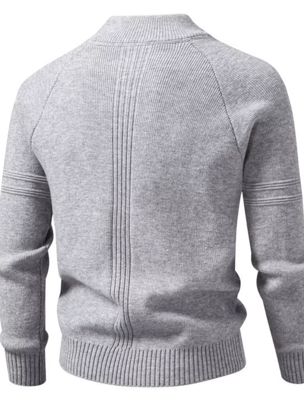 Men's Plus Size Quarter-Zip Ribbed Knit Sweater, image 8