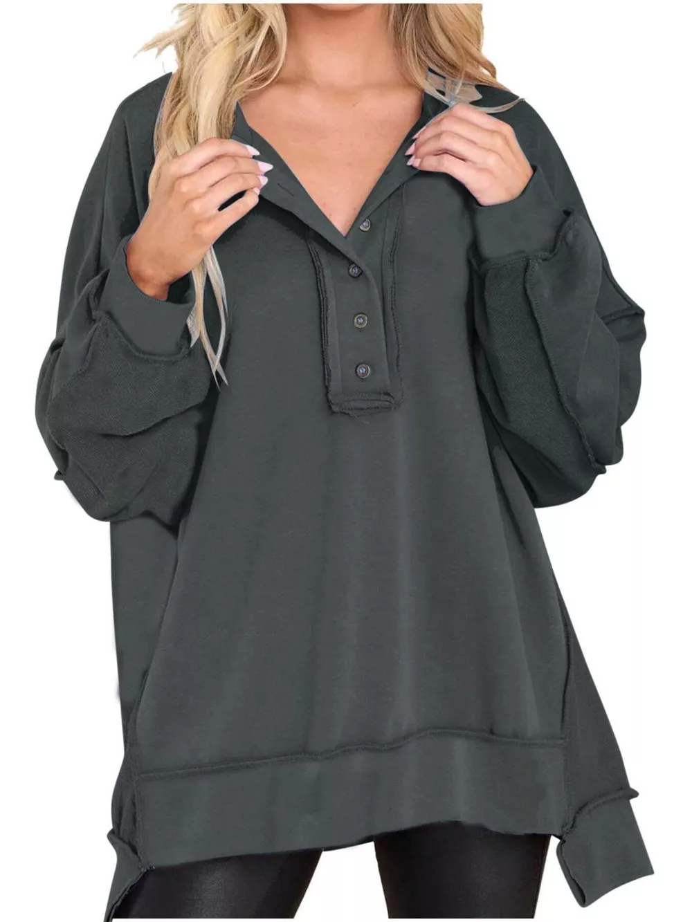Half Snap Long Sleeve Sweatshirt, image 22