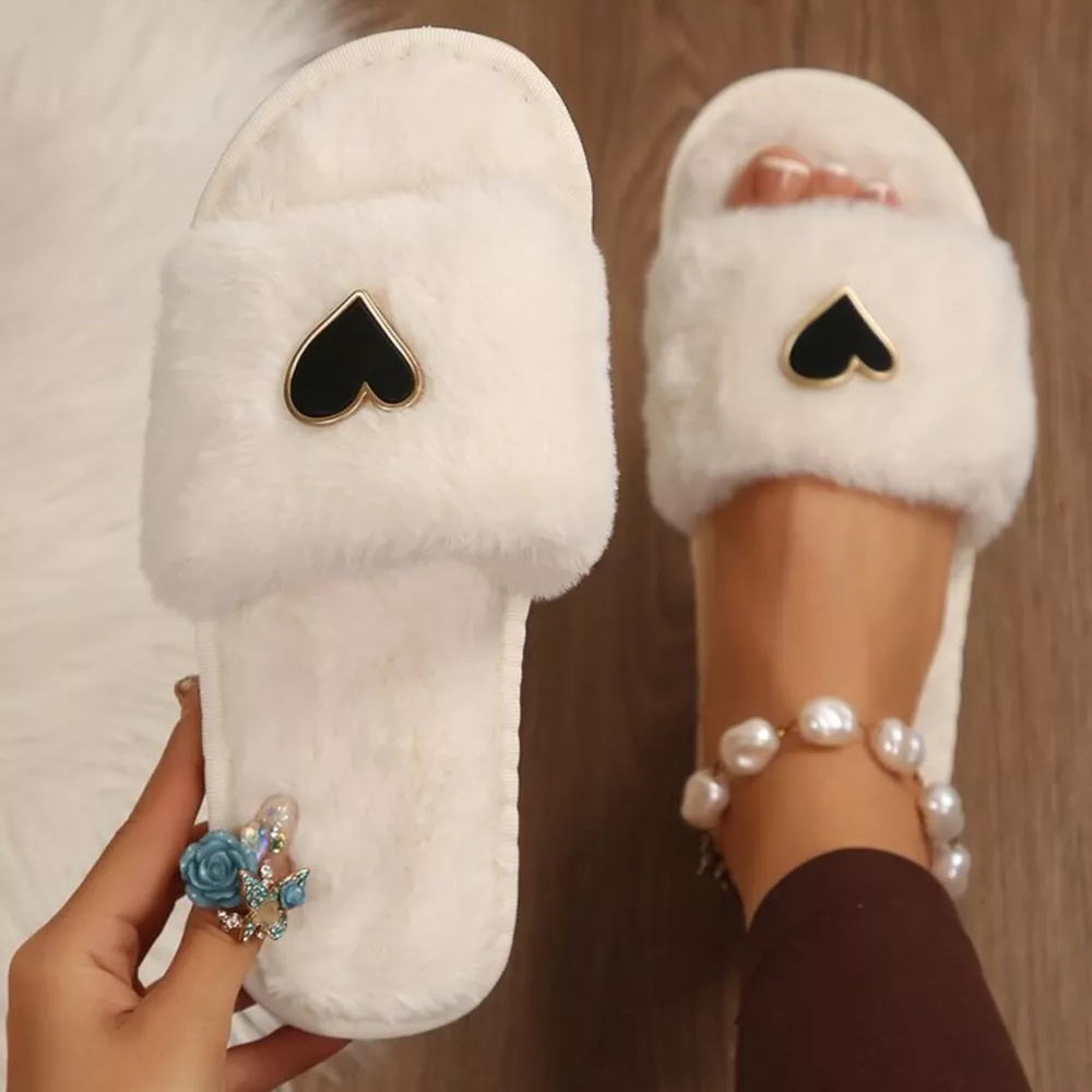 Heart Open Toe Flats Slippers, image 10