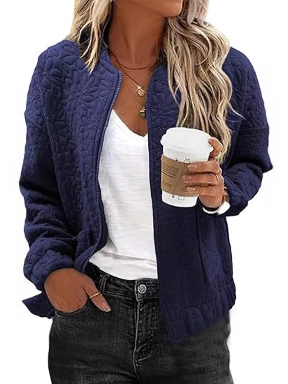 Floral Quilted Zip Up Jacket, image 11