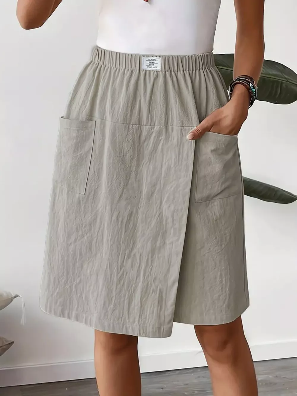 Elastic Waist Wrap Skort, image 2