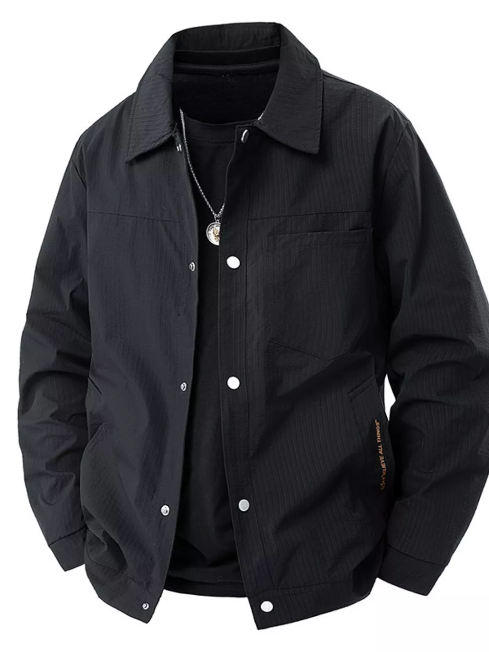Men's Plus Size Lightweight Snap-Down Jacket