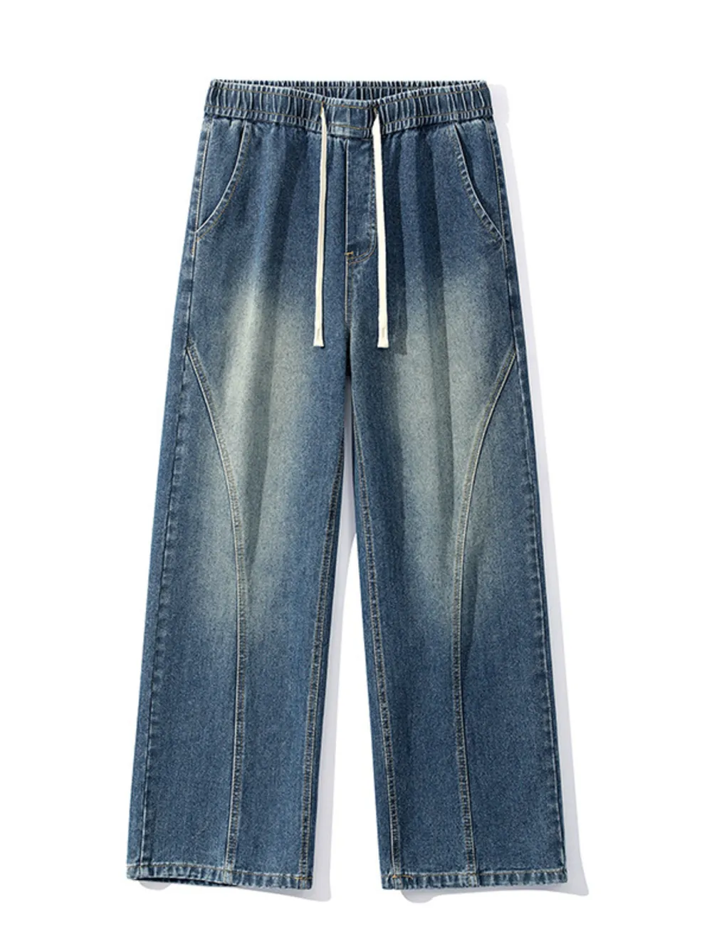 Men's Full Size Vintage Wash Wide Leg Jeans Plus Size