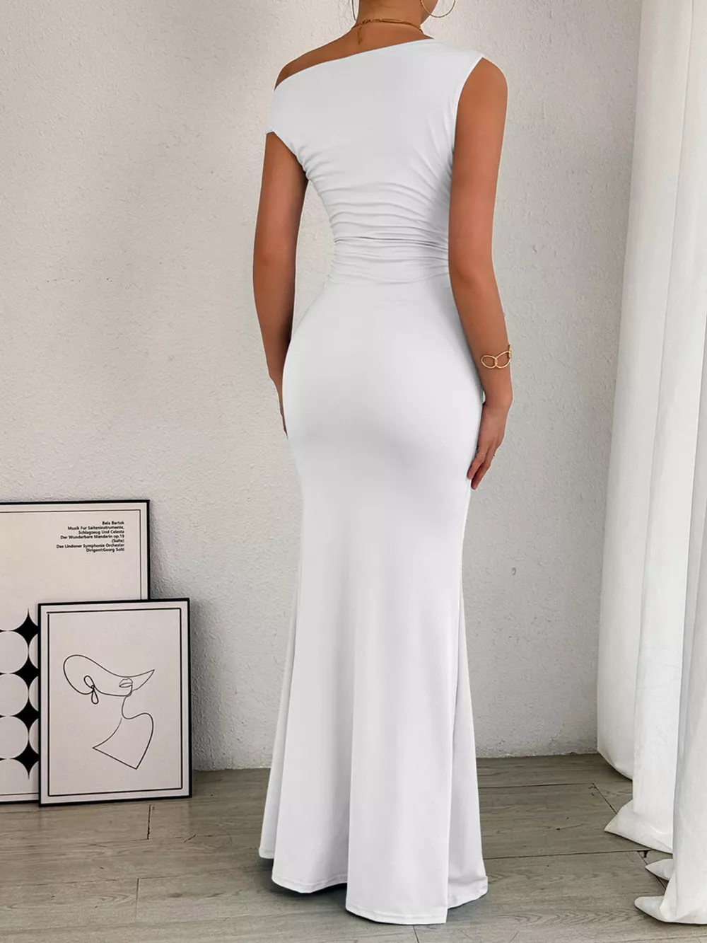 One-Shoulder Ruched Bodycon Maxi Dress, image 24