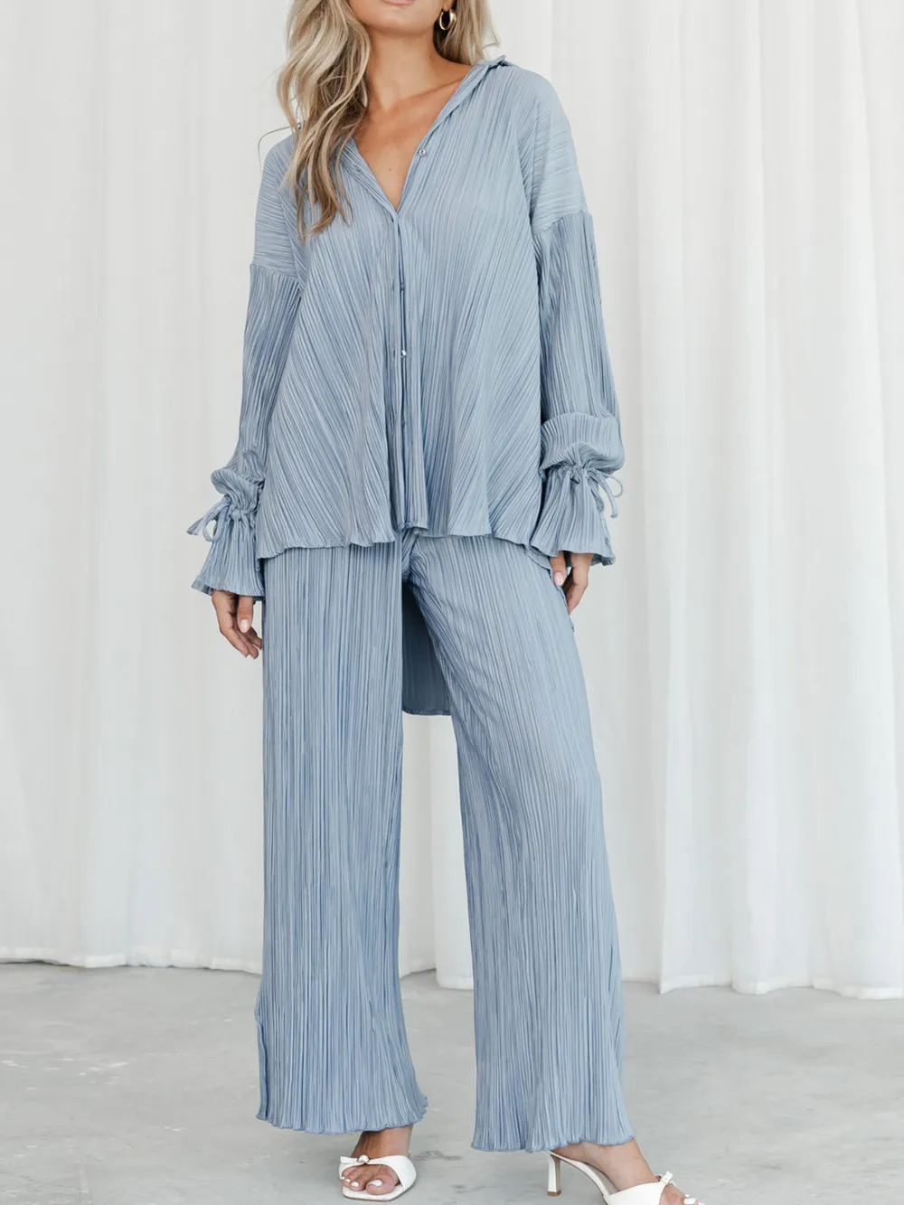 Button Up Long Sleeve Top and Pants Set, image 23