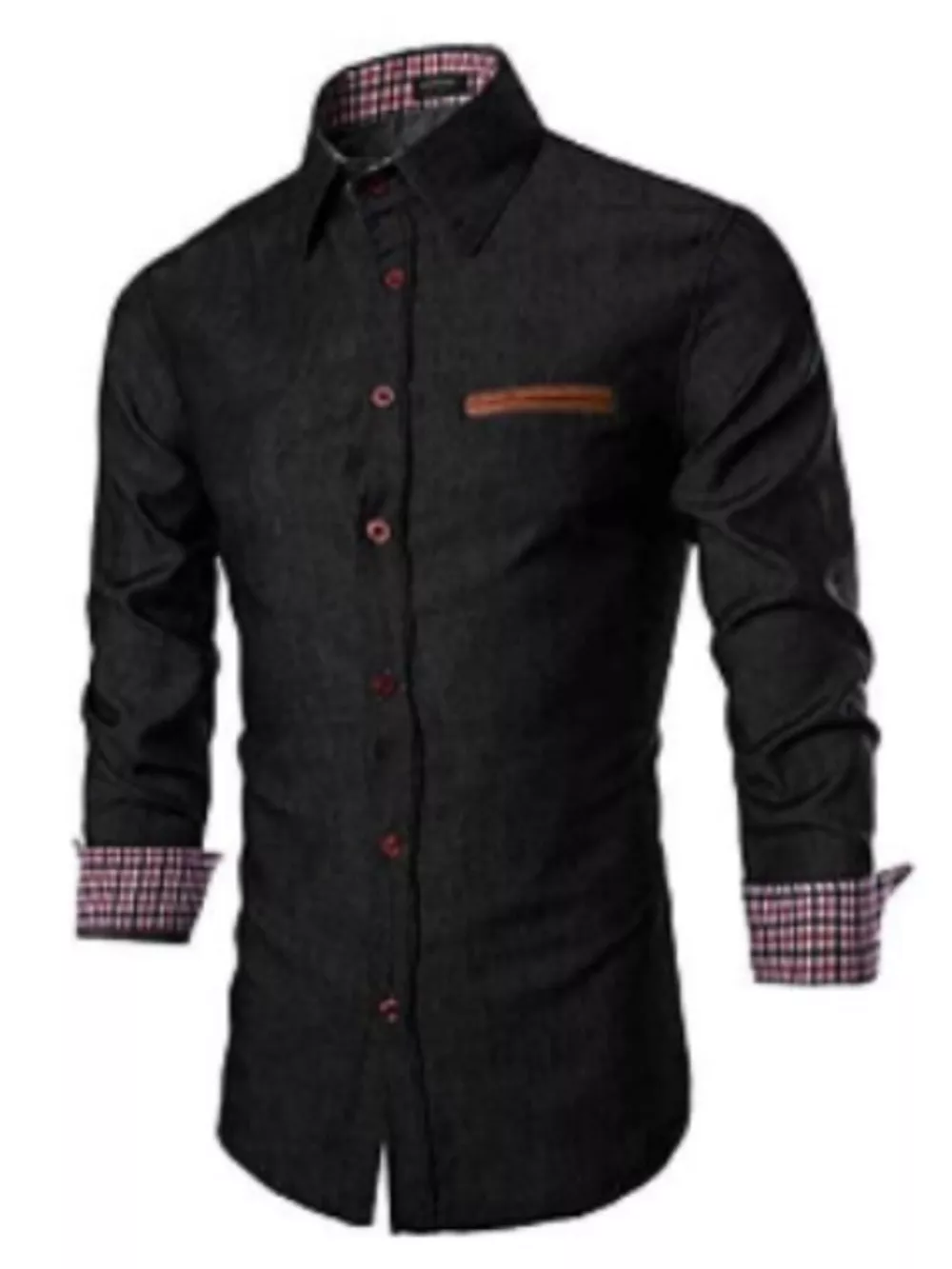 Men's Plus Size Slim Fit Long Sleeve Denim Shirt