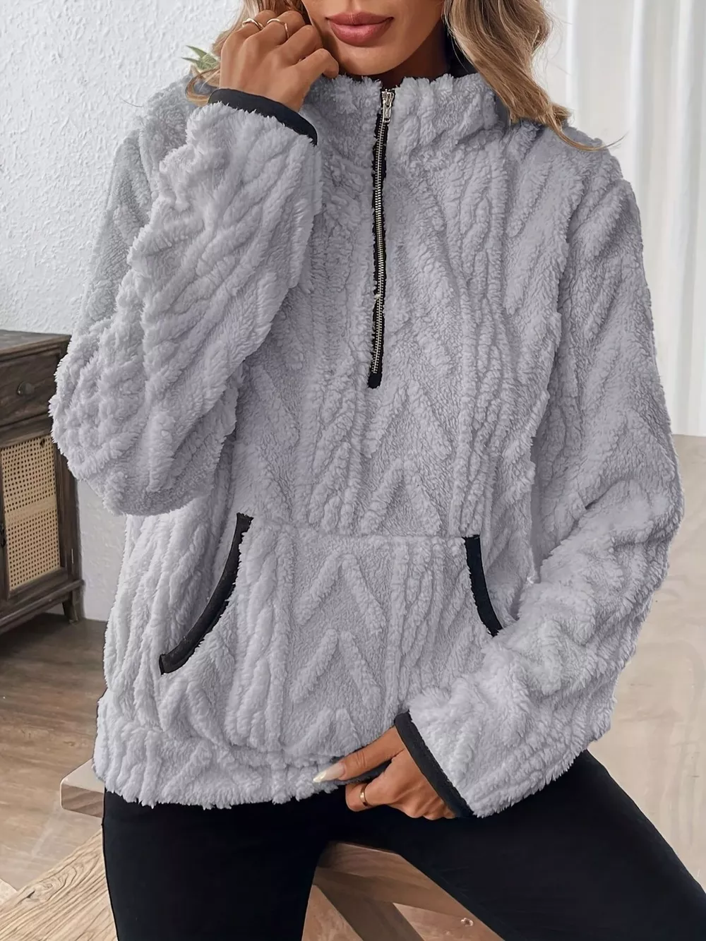 Cozy Sherpa Half Zip Sweatshirt, image 12