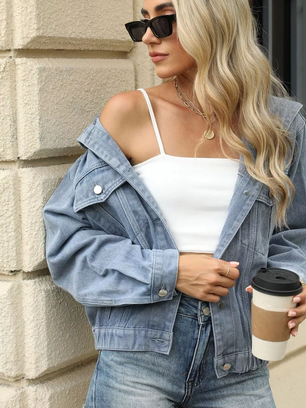 Washed Button Up Hooded Denim Jacket, image 11