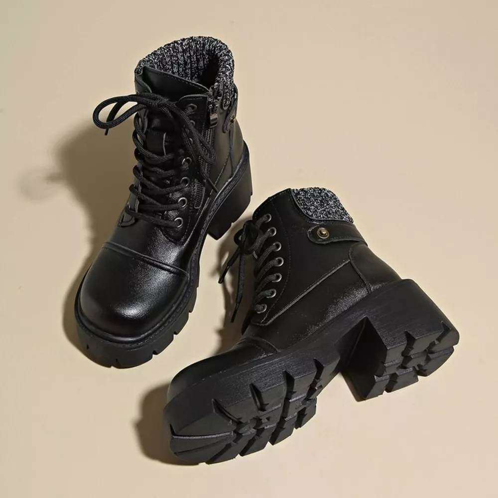 Round Toe Block Heels Boots, image 14