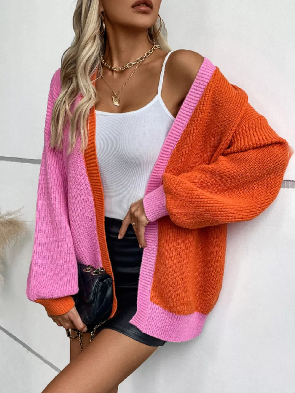 Color Block Open Front Knit Cardigan, image 10