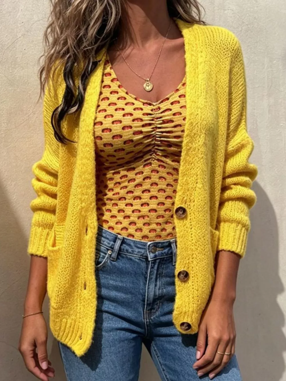 Full Size Chunky Knit Button-Up Cardigan Plus Size, image 2