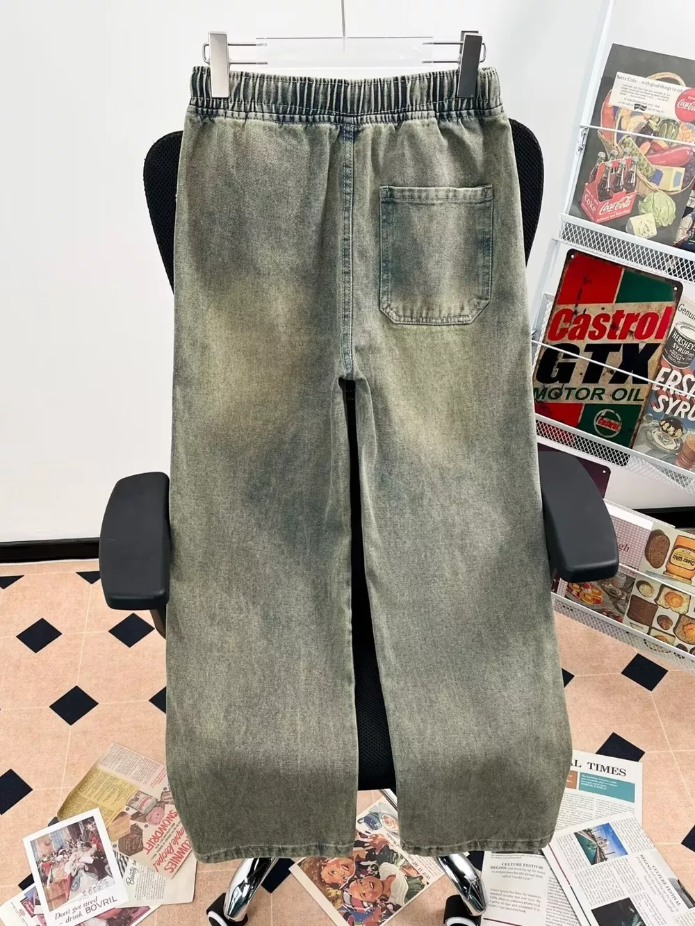Men's Plus Size Drawstring Wide Leg Jeans, image 2