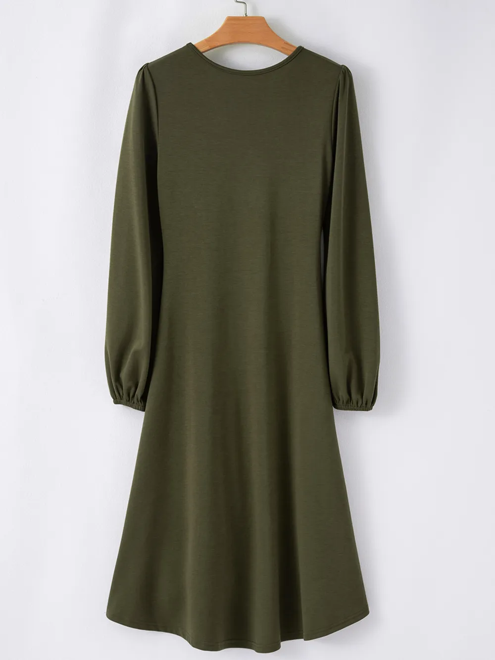 Solid Color Ruched Detail Long Sleeve Midi Dress, image 30