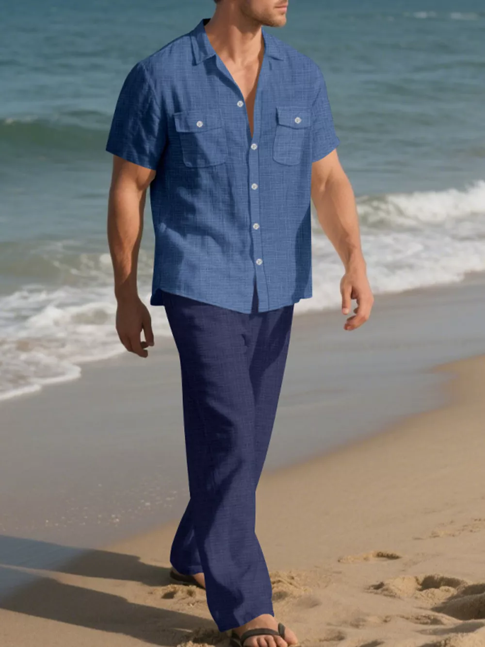 Men's Full Size Casual Button Up Shirt and Pants Set Plus Size, image 10
