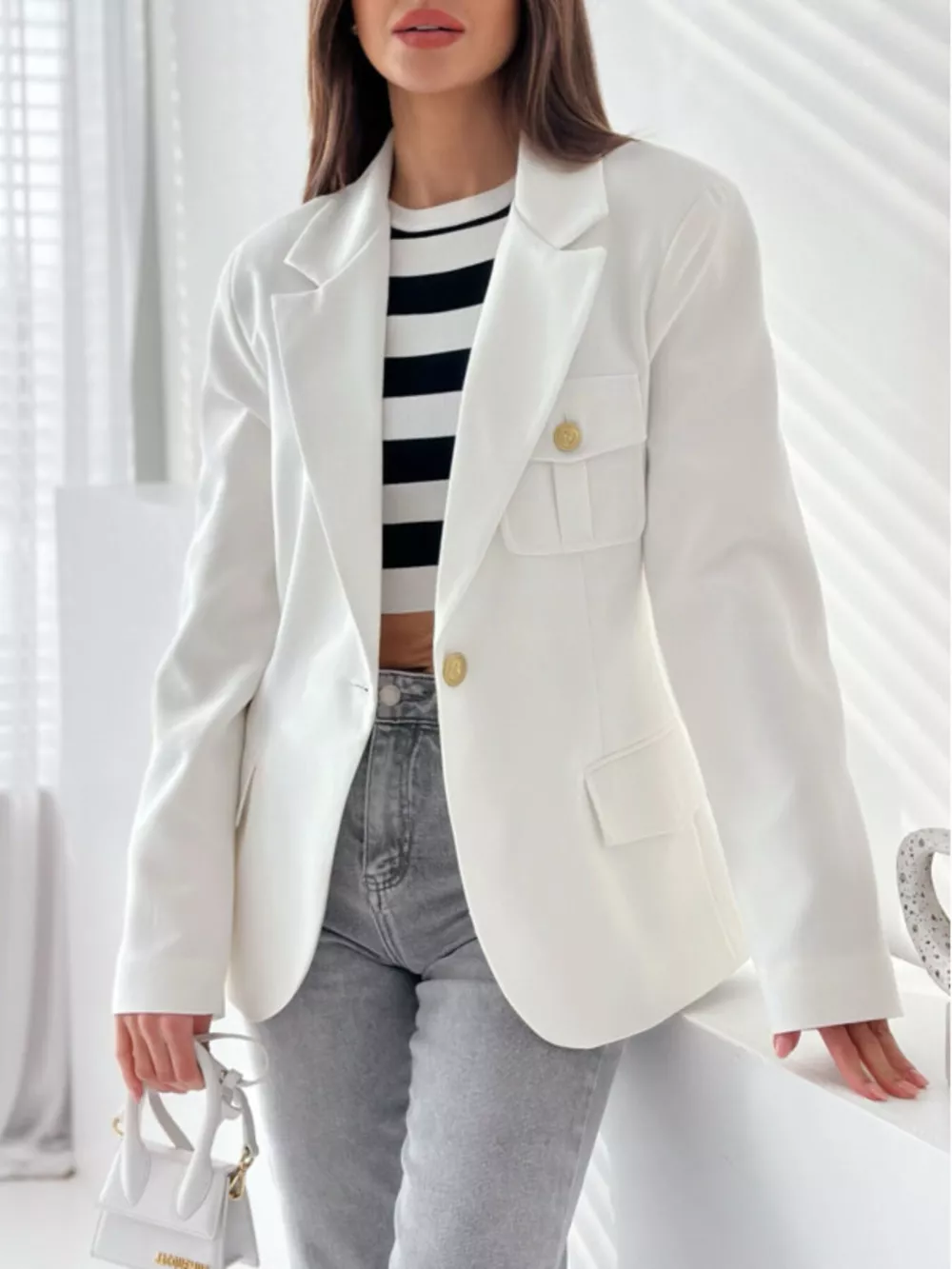 Lapel Collar One Button Blazer, image 23