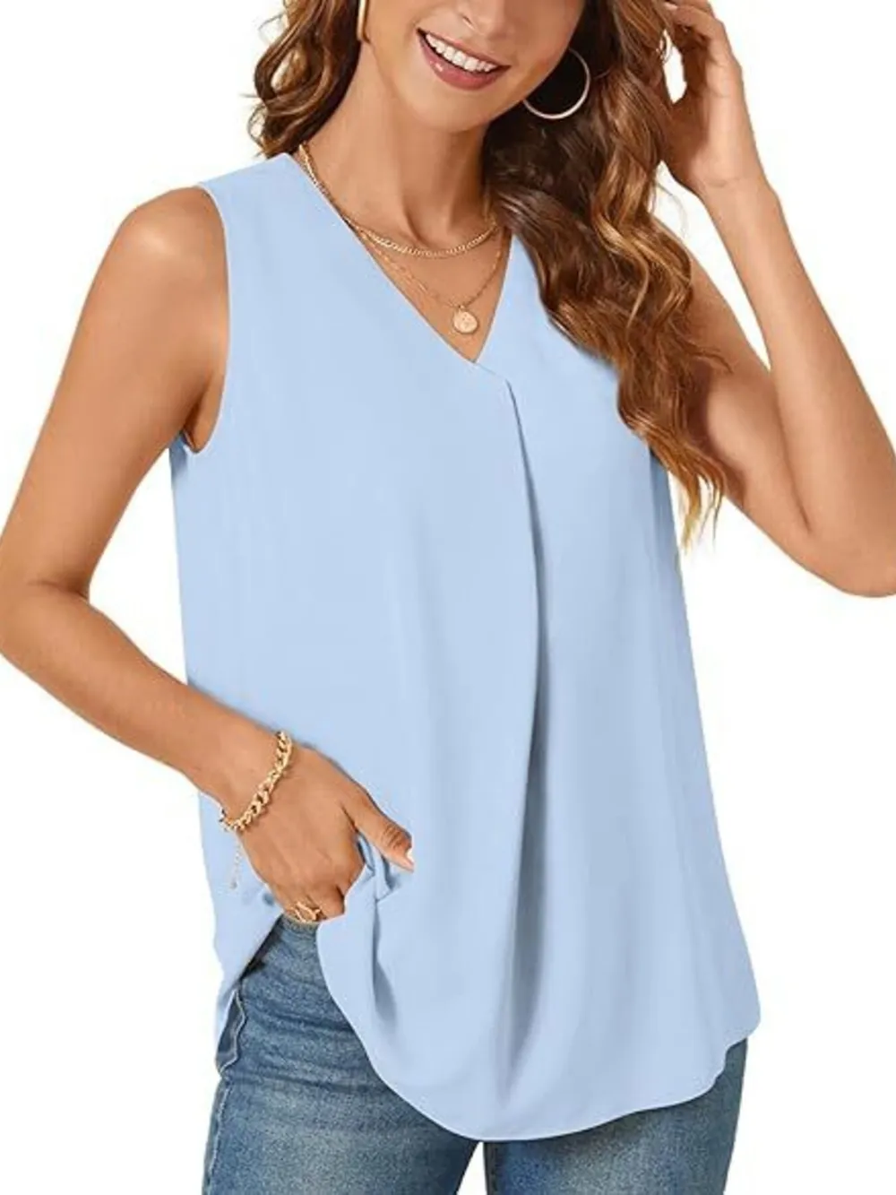 Full Size V-Neck Sleeveless Tank Top Plus Size, image 29
