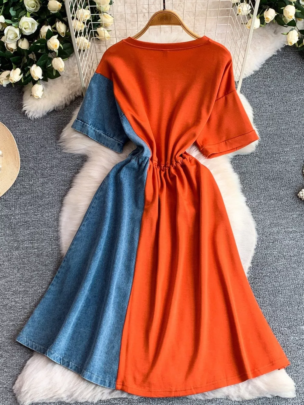 Color Block Short Sleeve Casual Dress, image 3
