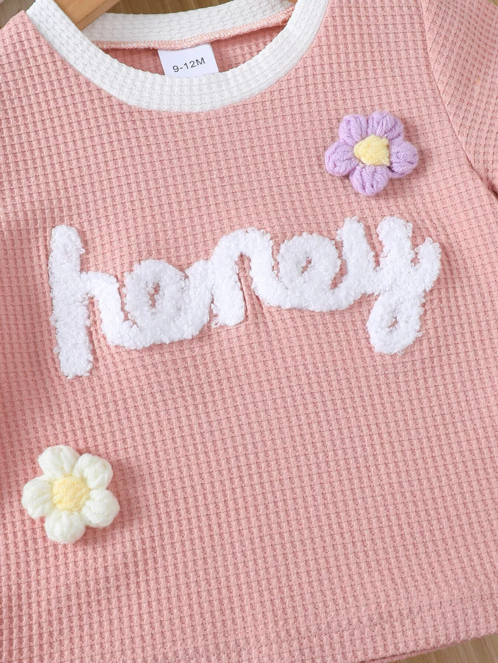 Children's Honey Flower Waffle Knit Tee and Shorts Set, image 6