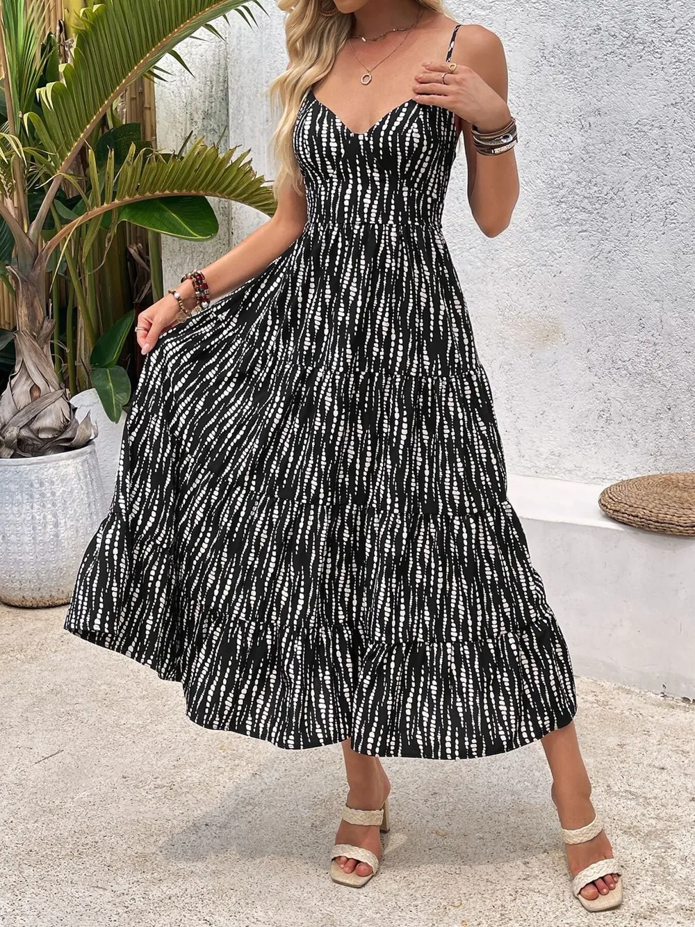 Tie Back Tiered Midi Cami Dress, image 4