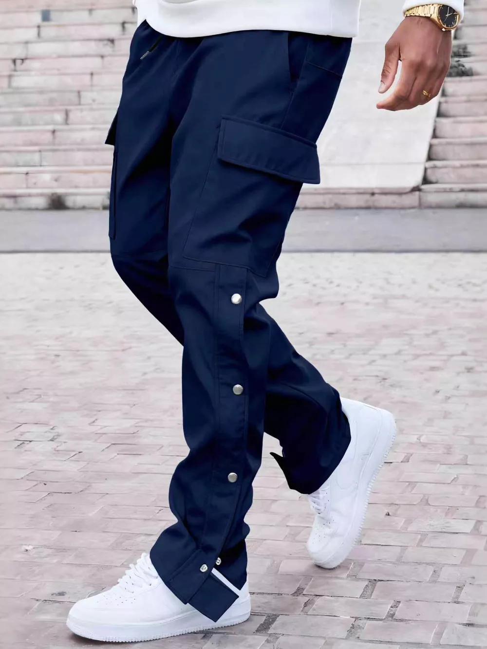 Men's Full Size Solid Color Cargo Pants Plus Size, image 5