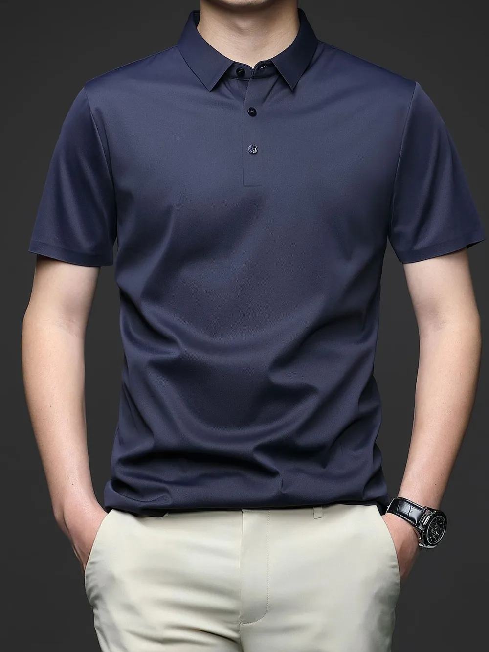 Men's Plus Size Button Detail Short Sleeve Polo, image 6