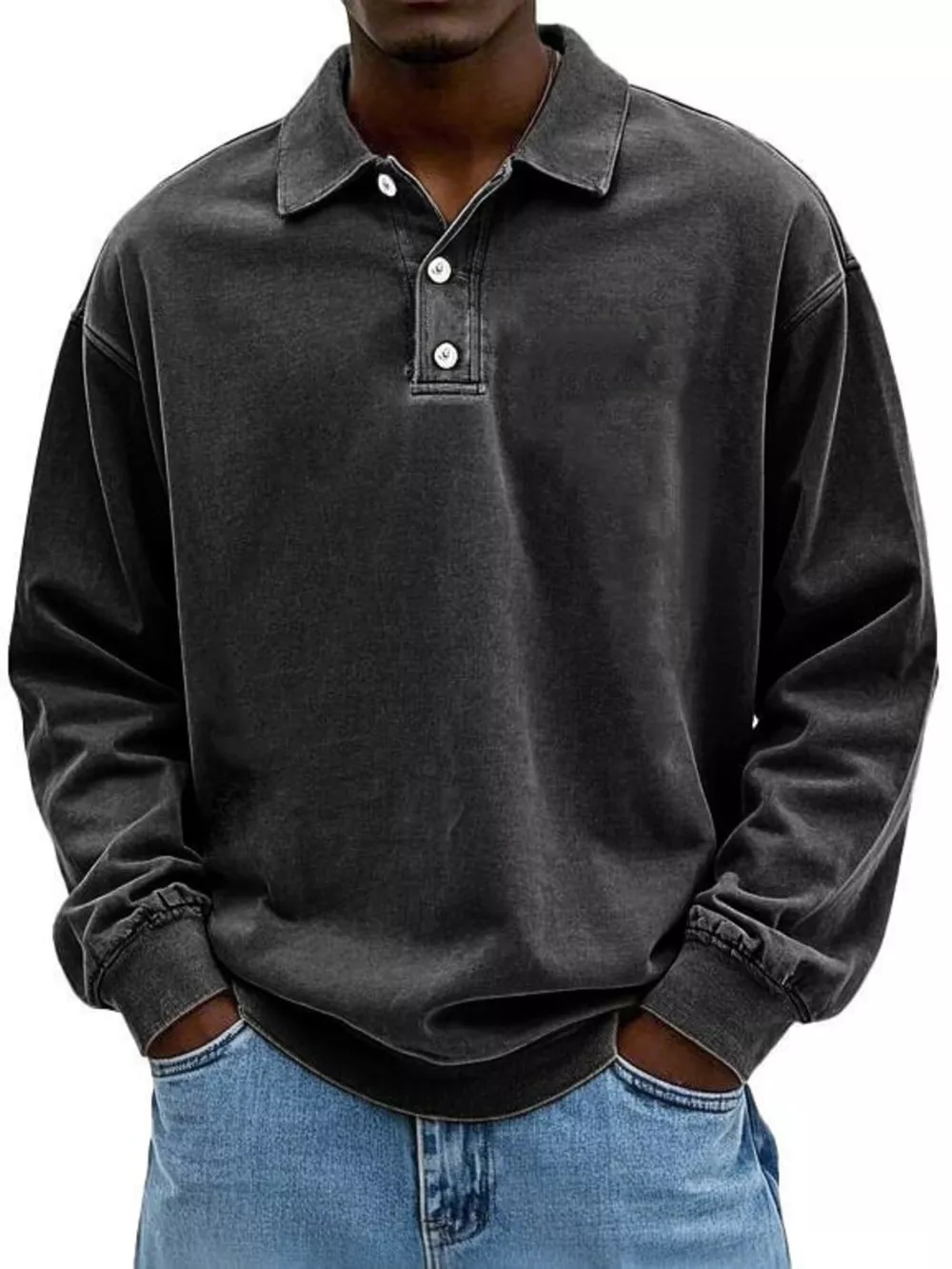 Men's Full Size Vintage Washed Long Sleeve Top Plus Size