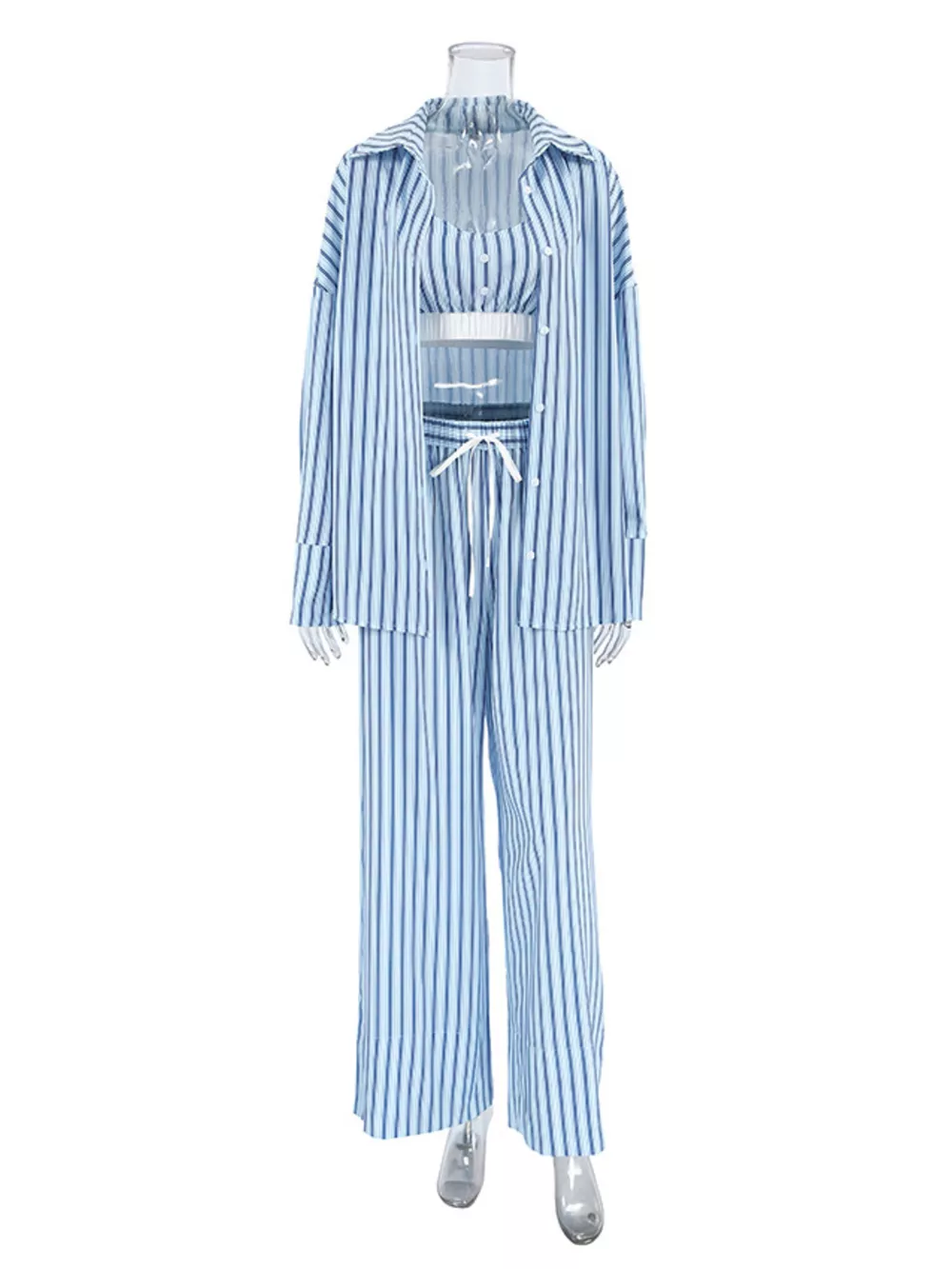 Striped Cami & Shirt and Pants Lounge Set, image 18