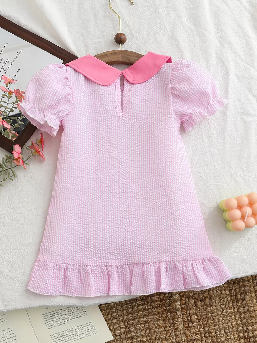 Children's Embroidered Golf Theme Ruffle Hem Dress, image 7