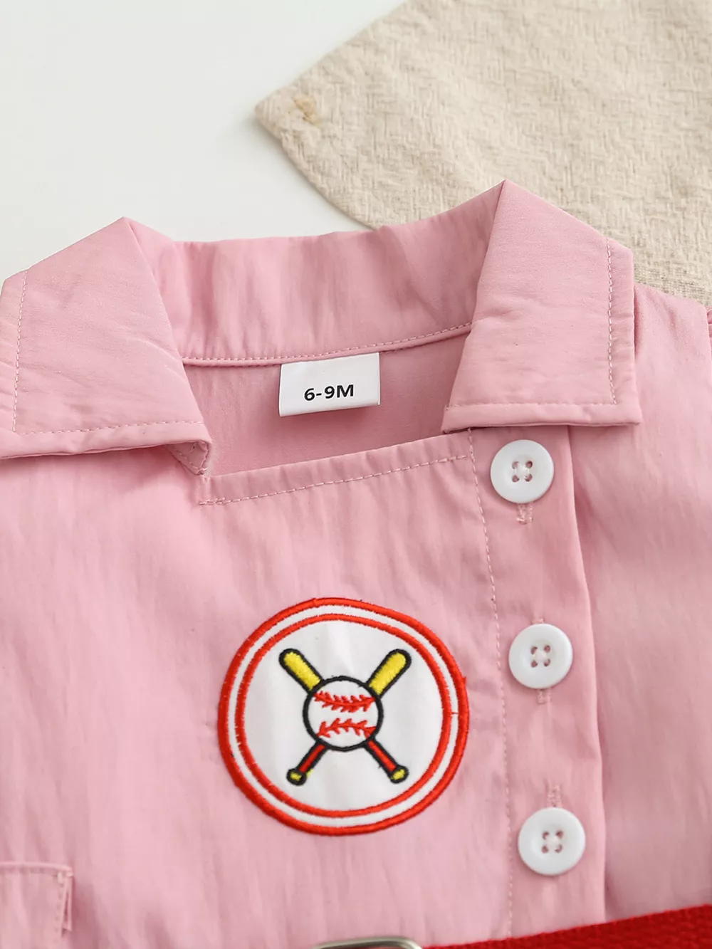Children's Baseball Embroidered Short Sleeve Dress, image 2