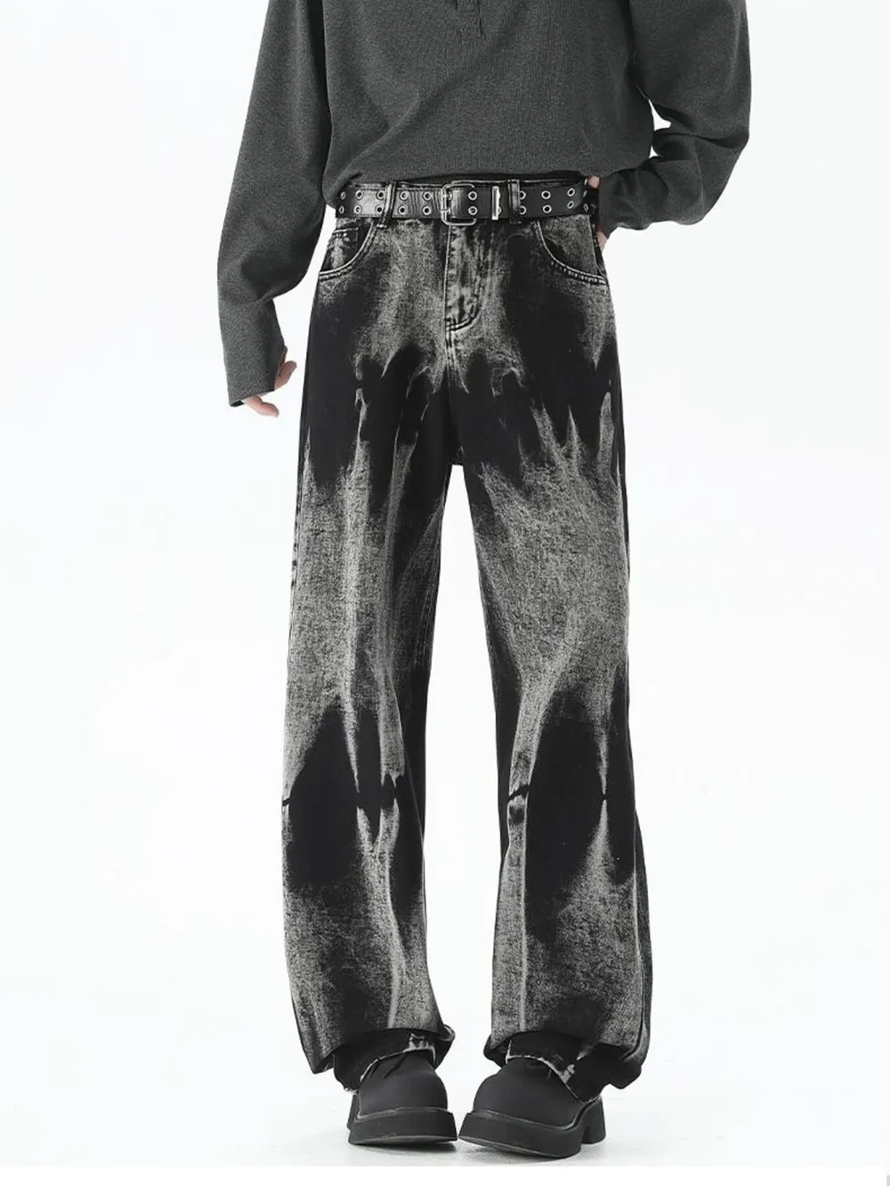 Men's Plus Size Washed Loose Fit Jeans, image 2