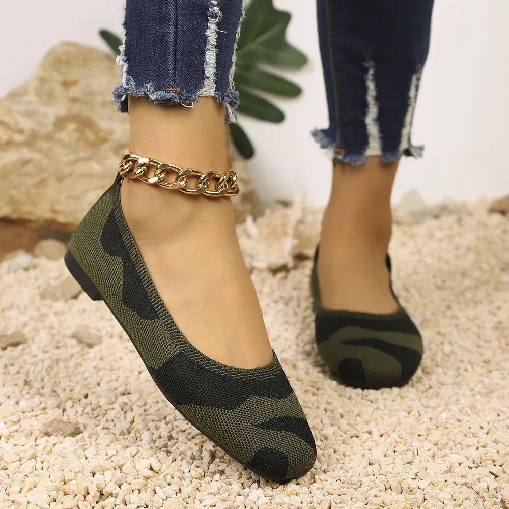 Camouflage Mesh Knit Flat Loafers, image 3