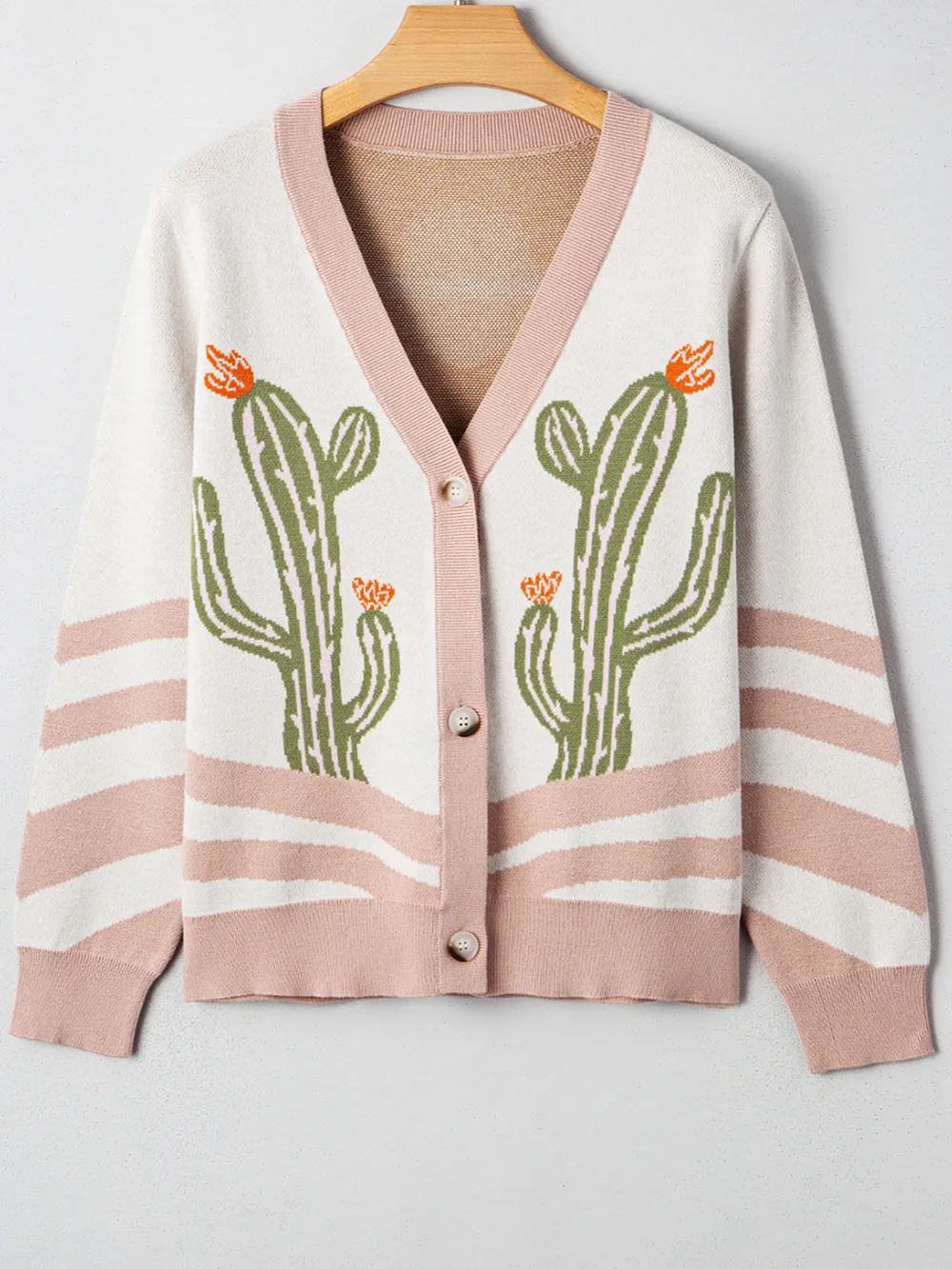 Desert Cactus Buttoned Front Sweater Cardigan, image 11