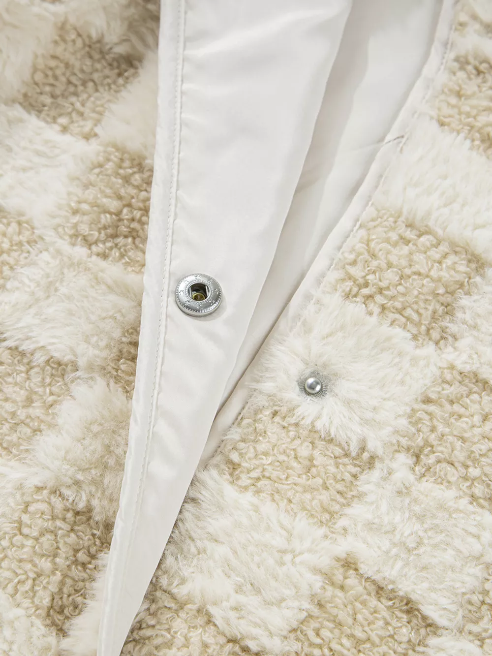 Sherpa Checkerboard Snap Button Vest Coat with Pocket, image 12