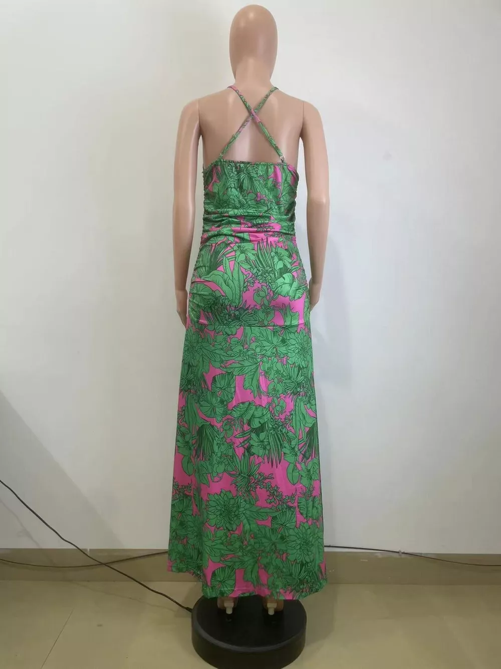 Printed Halter Neck Maxi Dress, image 6