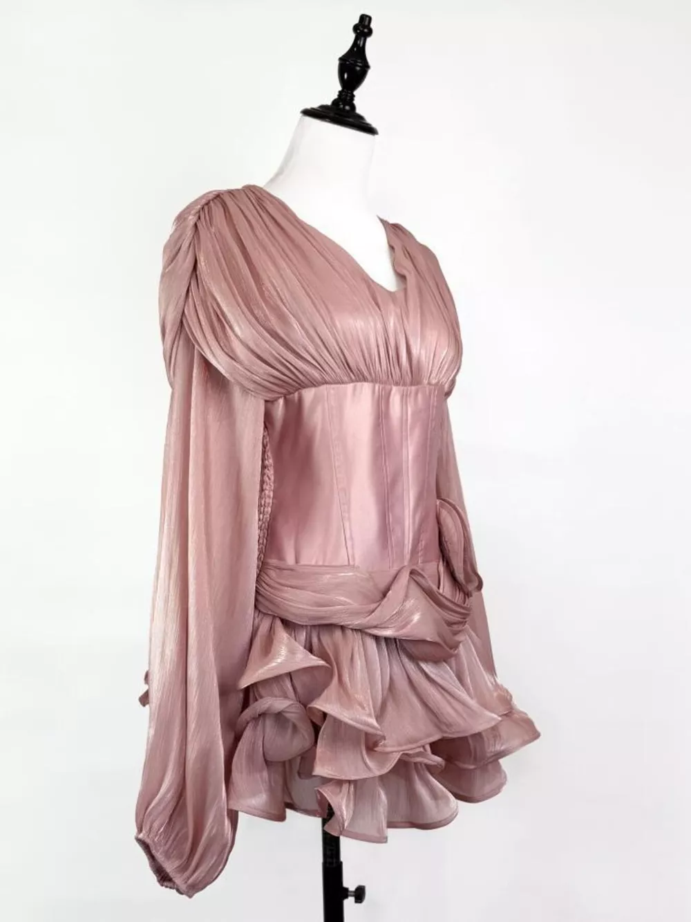 Ruffled Long Sleeve Mini Dress, image 18