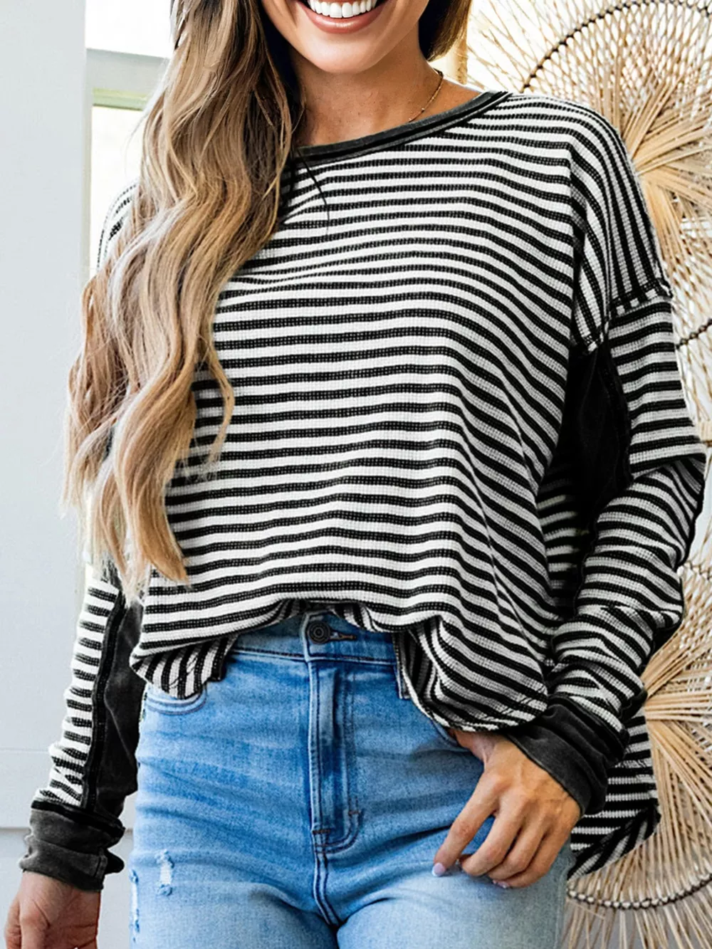 Striped Drop Shoulder Casual Top